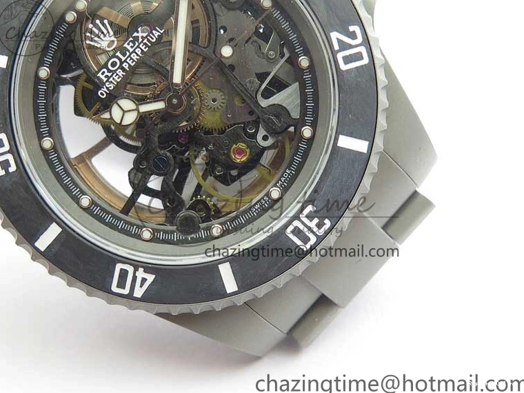 0522 Submariner 116610 Andrea Pirlo Sandblasted ROF Best Edition Carbon Bezel on Skeleton DIal SA TimelessDesign 2789